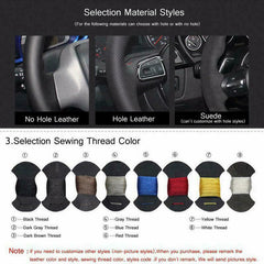 Hand-Sewing Black Suede & PU Leather Steering Wheel Covers Wrap For BMW E39 E46