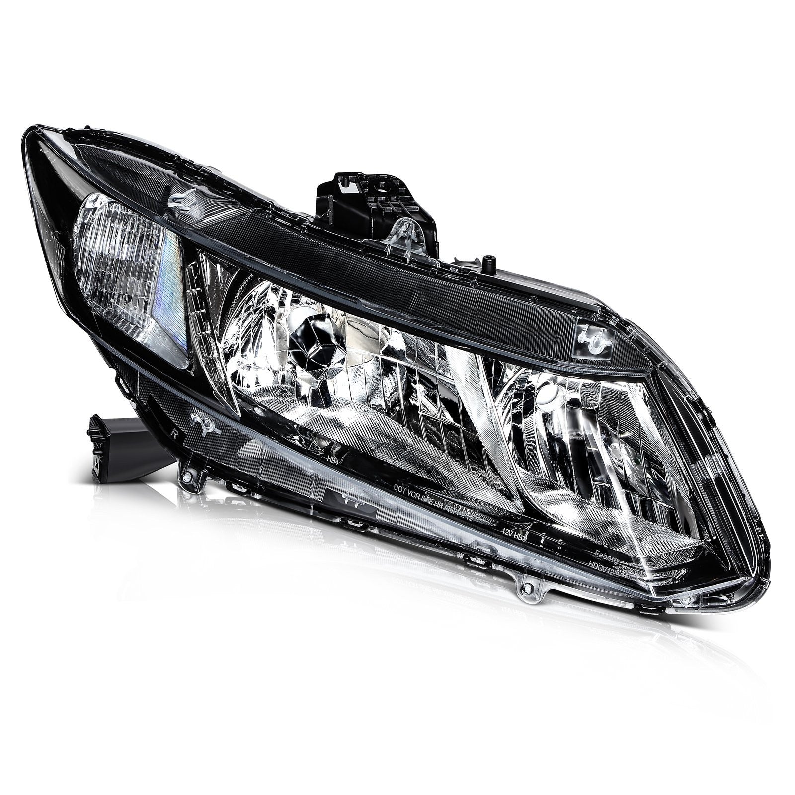 Pair Kit Headlights Assembly For 2012-2015 Honda Civic 1.5L 1.8L 2.4L Black 6B93BC-57