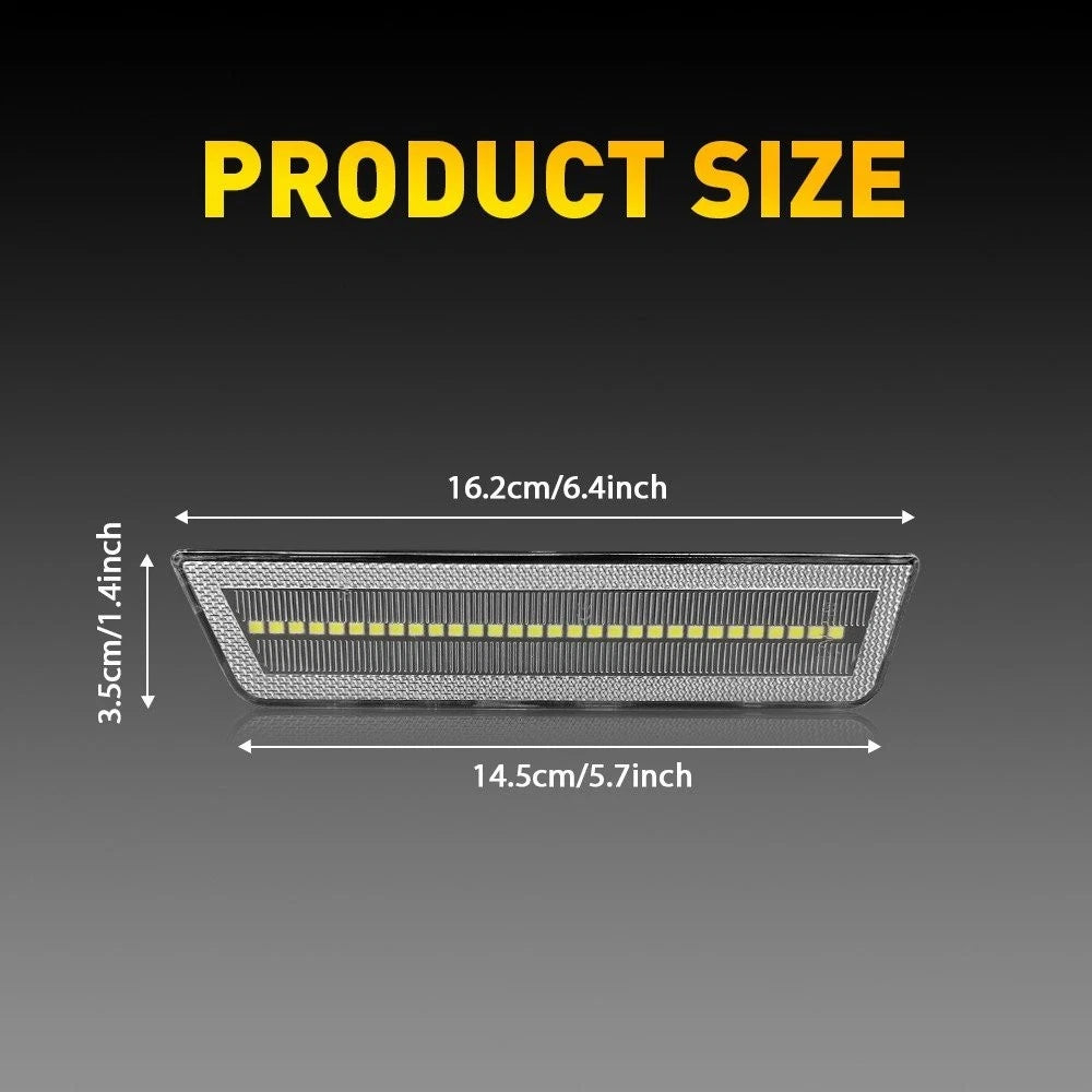 Clear Lens White LED Lights Front Side Marker Lamps For 08-14 Dodge Challenger A 6B93BC-57