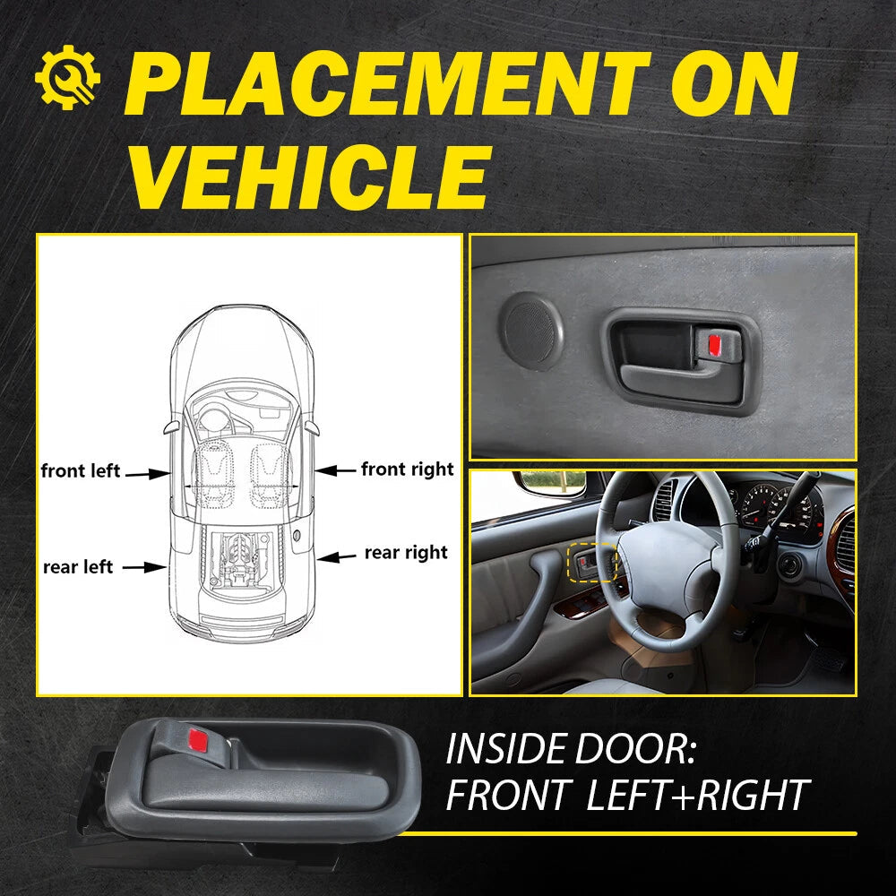 Fit 2000-2006 Toyota Tundra Pair Front Interior Door Handle Left Right Gray EOA 6B93BC-57
