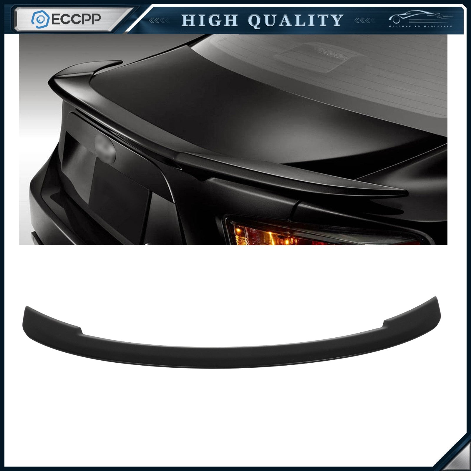 Rear Spoiler Lip Fits 2014-2018 Toyota Yaris Matte Black 6B93BC-57