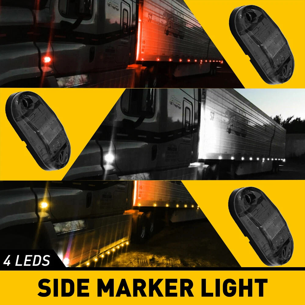 10/20X 2.5"Oval LED Clearance Side Marker Lights Truck Trailer RV Amber/Red EOA 6B93BC-57