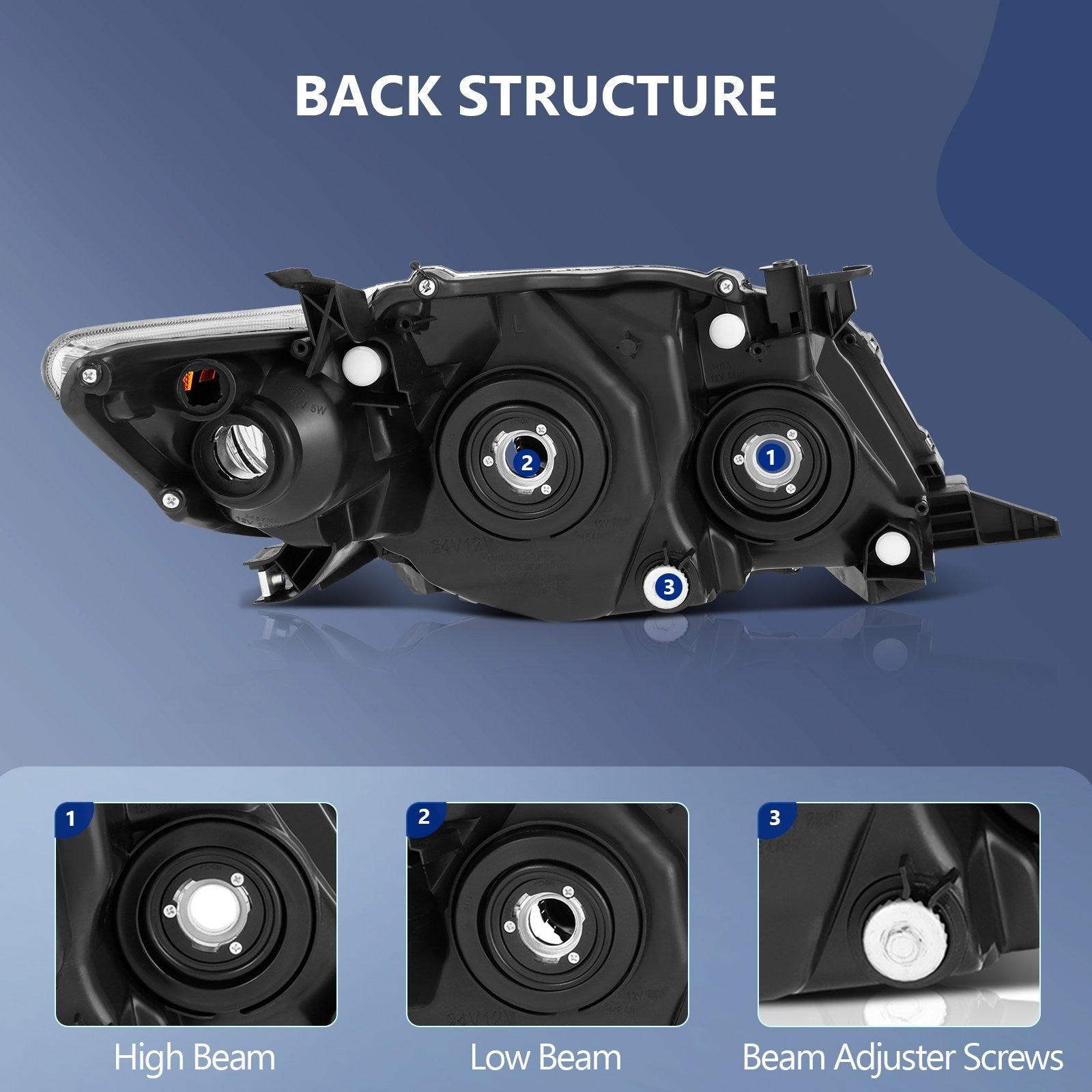 ECCPP Headlights Assembly For Toyota For Corolla 1.8L 2.4L 2009-2010 Pair Black 6B93BC-57