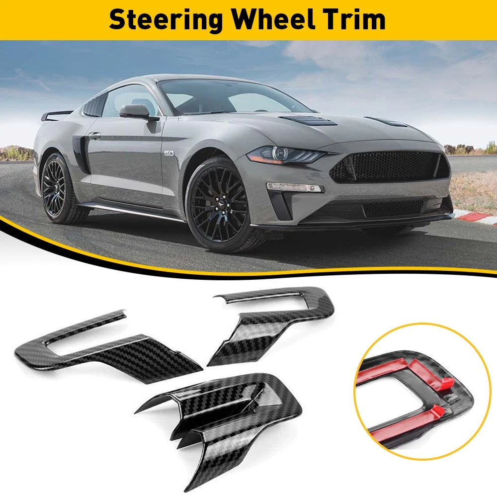 Steering Wheel Cover Trim for Ford Mustang 2015+ Accessories Carbon Fiber EOA 6B93BC-57