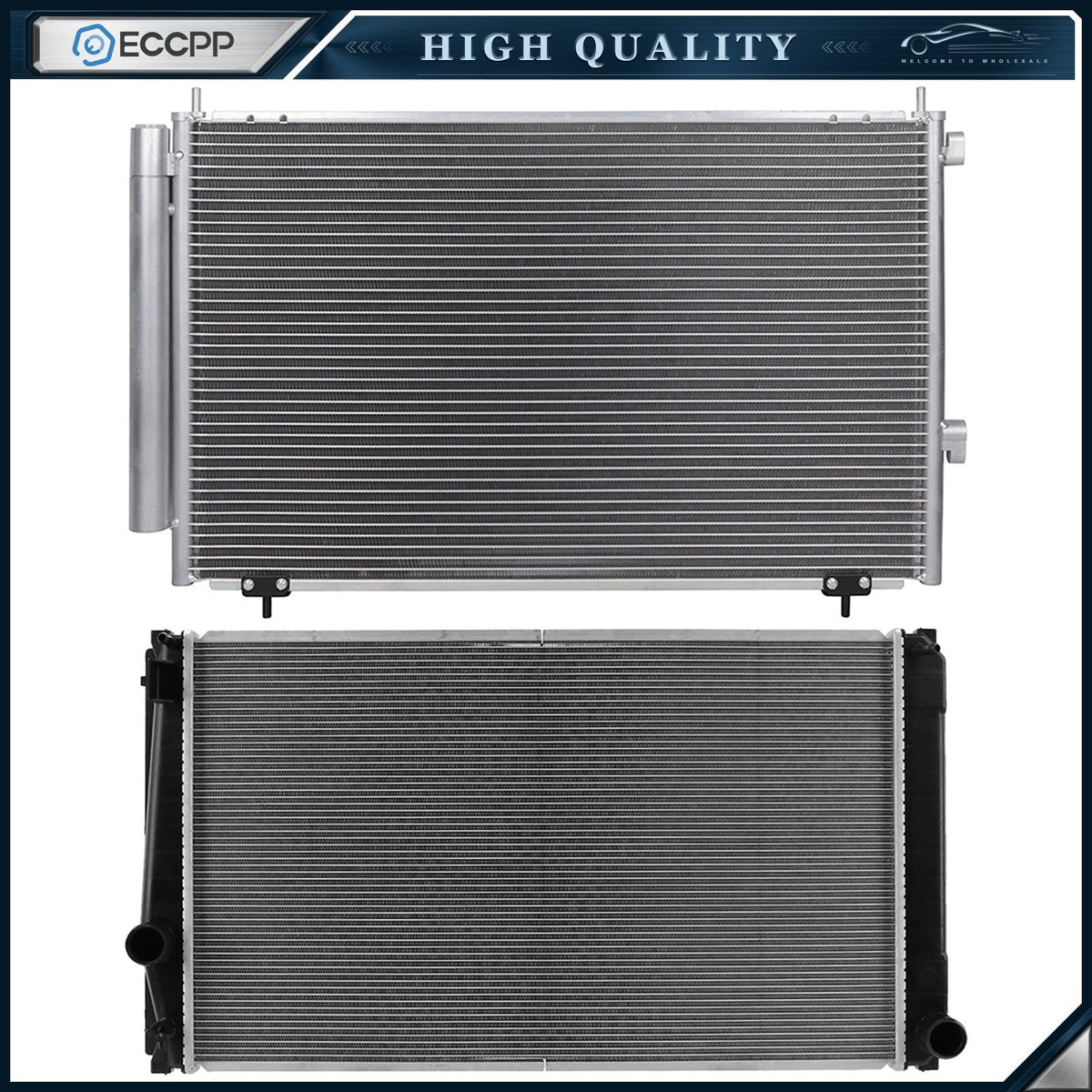 Aluminum Radiator & AC Condenser Cooling Kit For 2013-2017 2018 Toyota RAV4 6B93BC-57
