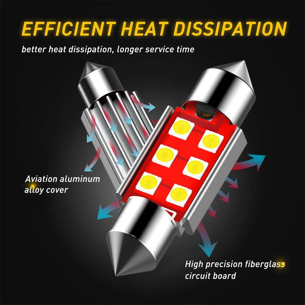 4pcs 36MM LED Light Car Bulb Lamp For Interior Dome Map Set Inside 6000K White A 6B93BC-57
