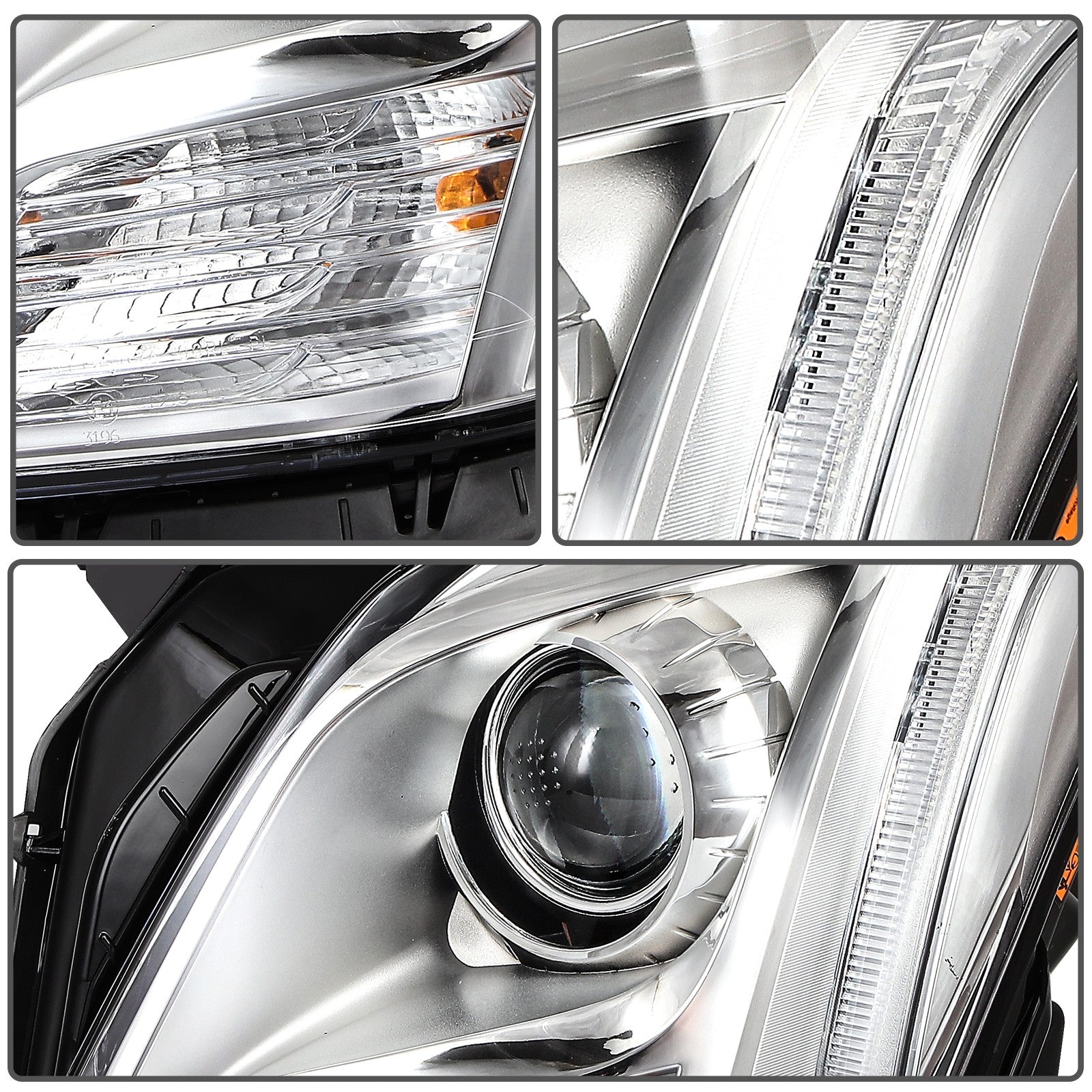 ECCPP Headlights Assembly For Cadillac XTS 3.6L 2013-2017 Pair Kit Chrome 6B93BC-57