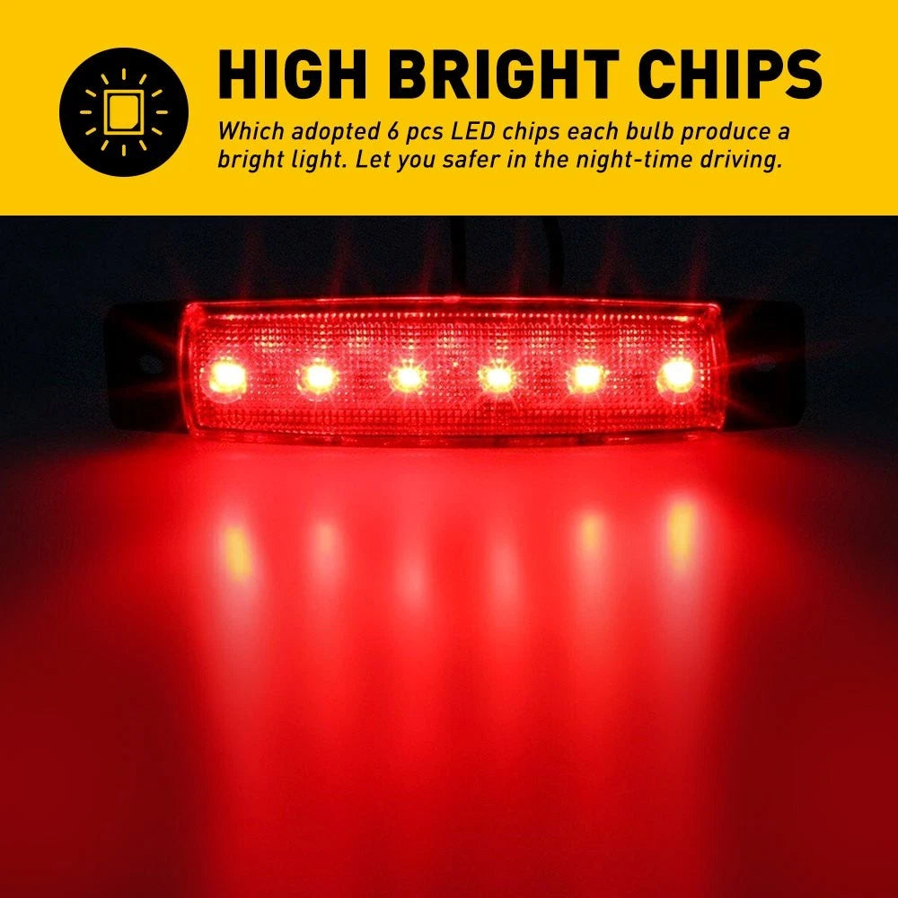 10X Red Marker Side Lights LED Bullet Lights Clearance Trailer Truck Waterproof 6B93BC-57