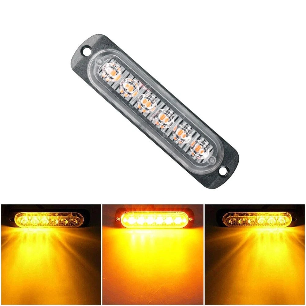 10X 6 Amber Car Truck LED Strobe Emergency Beacon Warning Hazard Flash Light Bar 6B93BC-57