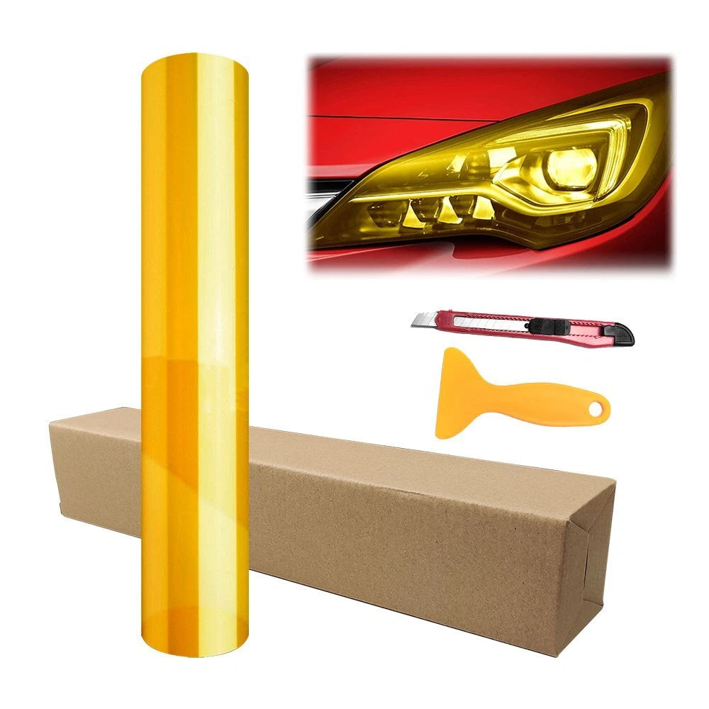 12"X 72" Gloss Golden Yellow Smoke Headlight Fog Taillight Tint Film Vinyl EOA 6B93BC-57