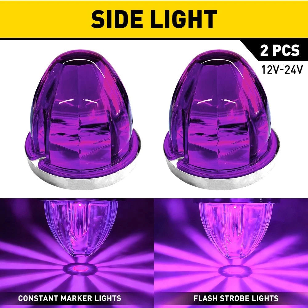 2x Purple LED Watermelon Marker Light Chrome Housings Waterproof Sealed 12-24V A 6B93BC-57