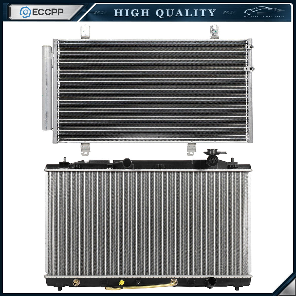 Aluminum Radiator & AC Condenser Cooling Kit For 2005-2011 2012 Toyota Avalon 6B93BC-57