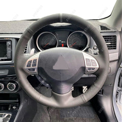 Black Leather Steering Wheel Stitch on Wrap Cover For Mitsubishi Outlander