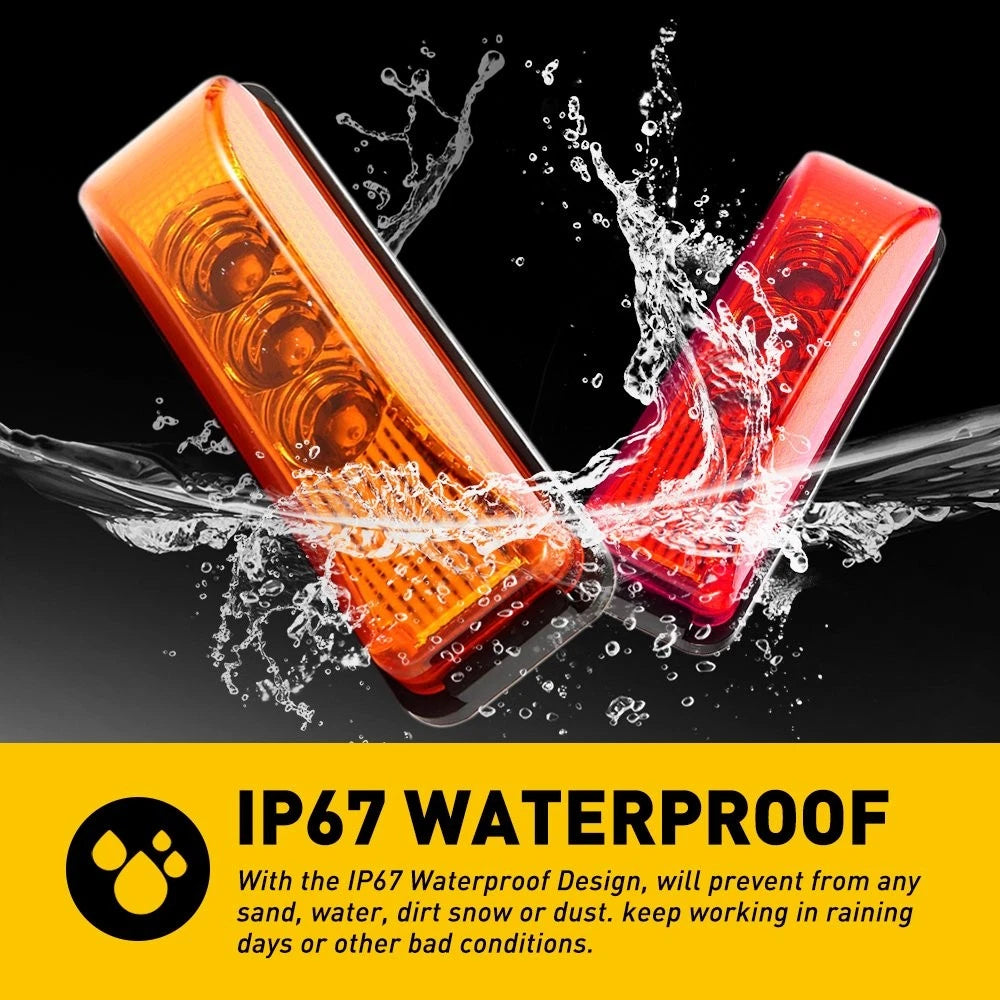 8x Amber Red 3LED Marker Side Clearance Driving Truck RV Trailer Indicator Light 6B93BC-57
