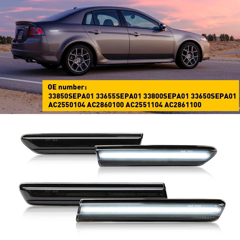4PCS Front+Rear Smoked White LED Side Marker Light Lamp for 2004 - 2008 Acura TL 6B93BC-57