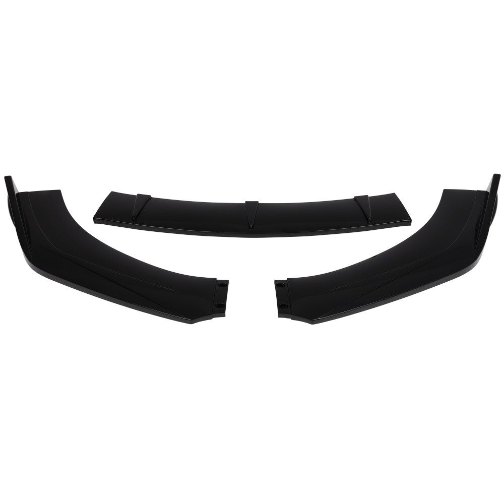 3PC Universal Valance Front Bumper Lip Splitter Chin Spoiler Painted Black PP 6B93BC-57