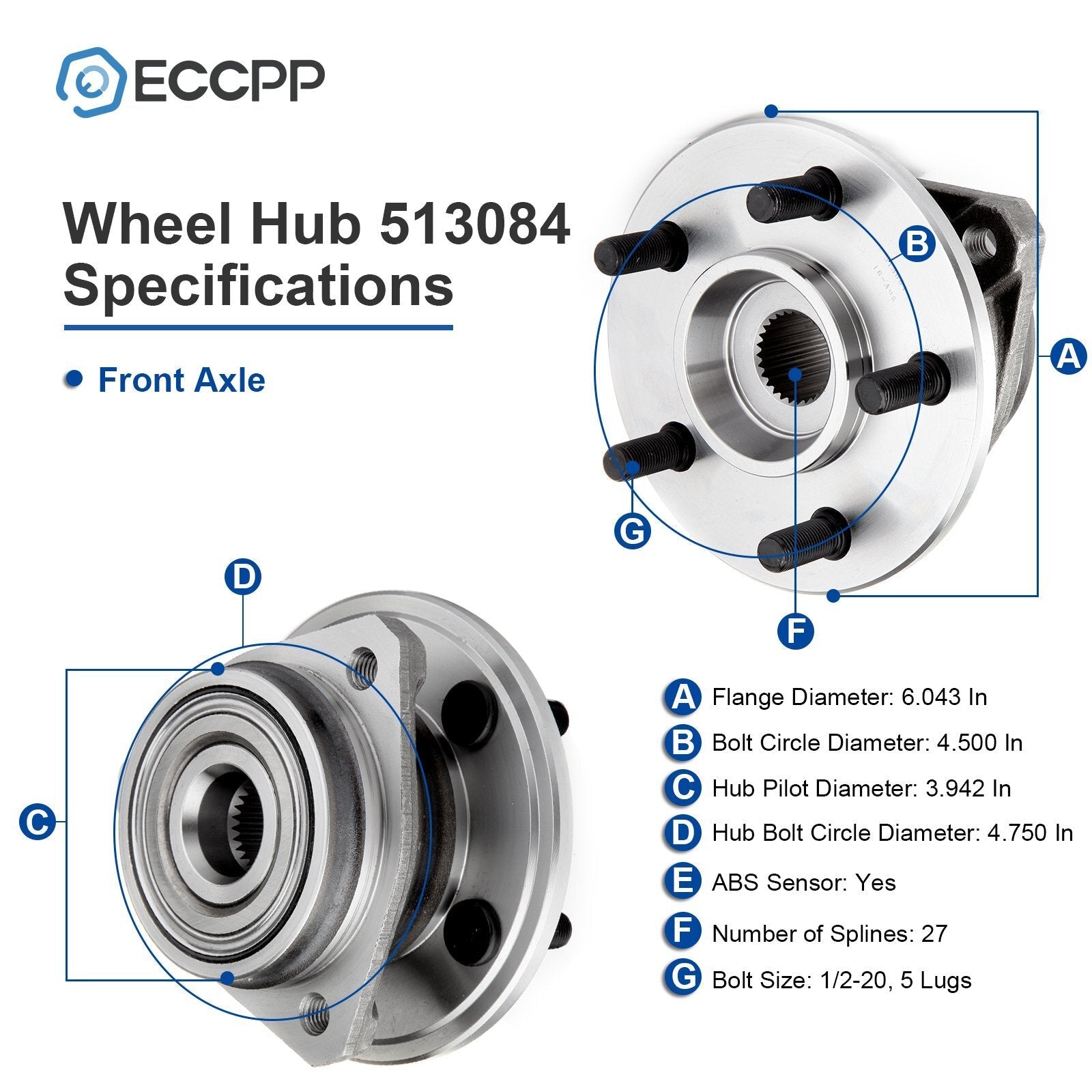 ECCPP 1 Pcs Wheel Hub Bearing Front For Jeep Grand Cherokee Comanche Wrangler TJ 6B93BC-57