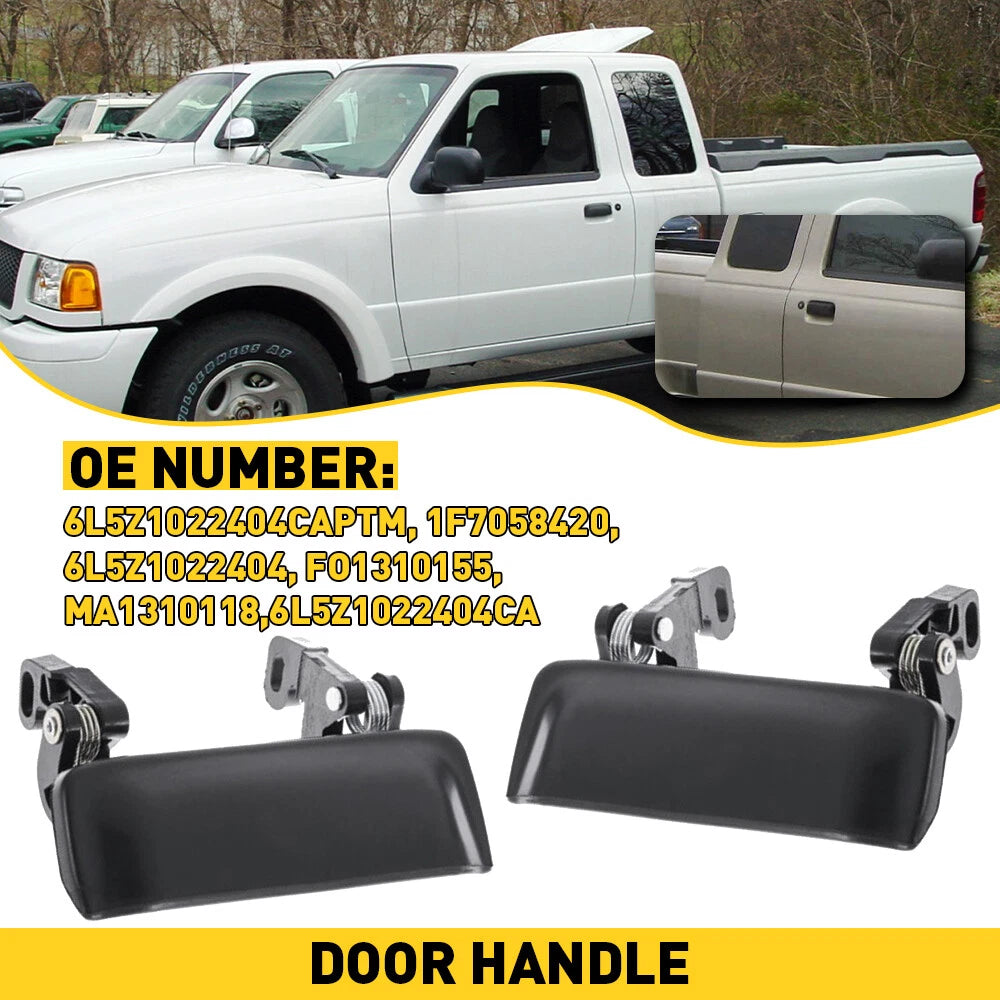 Door Handle Set For 2001-2011 Ford Ranger Smooth Black Front LH RH Outer 2Pc US 6B93BC-57