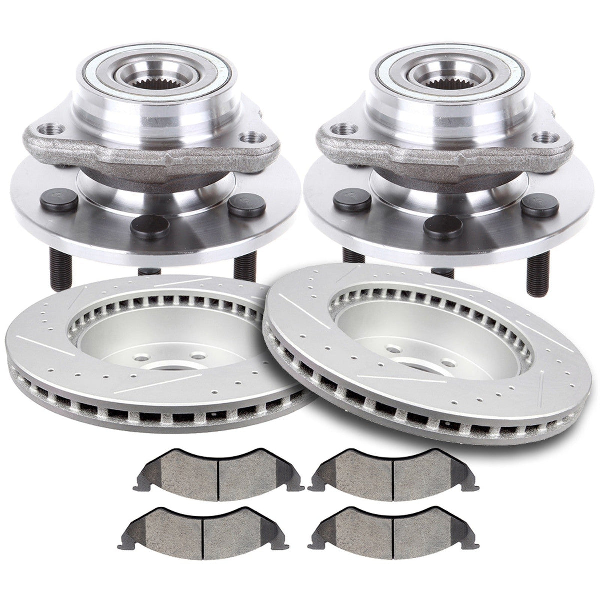 Front Brake Rotors Pads + Wheel Hub for 2000 2001 2002 4WD Dodge Dakota Durango KOEEP
