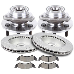 Front Brake Rotors Pads + Wheel Hub for 2000 2001 2002 4WD Dodge Dakota Durango KOEEP