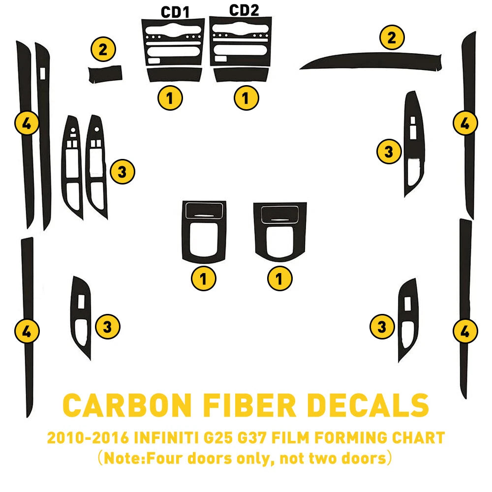 Carbon Fiber Full Interior Kit Cover Trim For Infiniti G37 Sedan 2010-2013 EOA 6B93BC-57