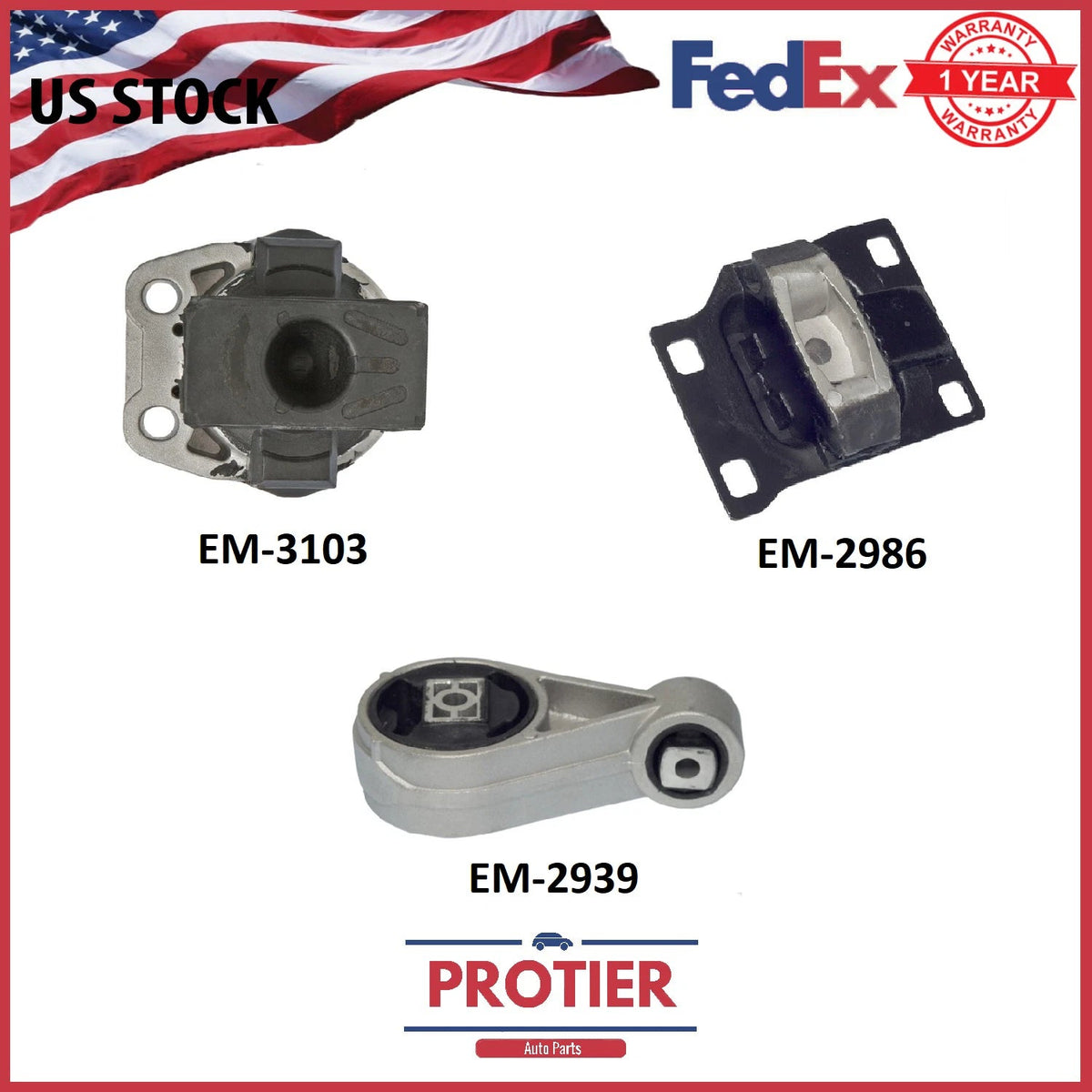 Fits Ford Passenger Focus L4-2.0L 00-07 Engine Motor & Transmission Mount Kit 6B93BC-57