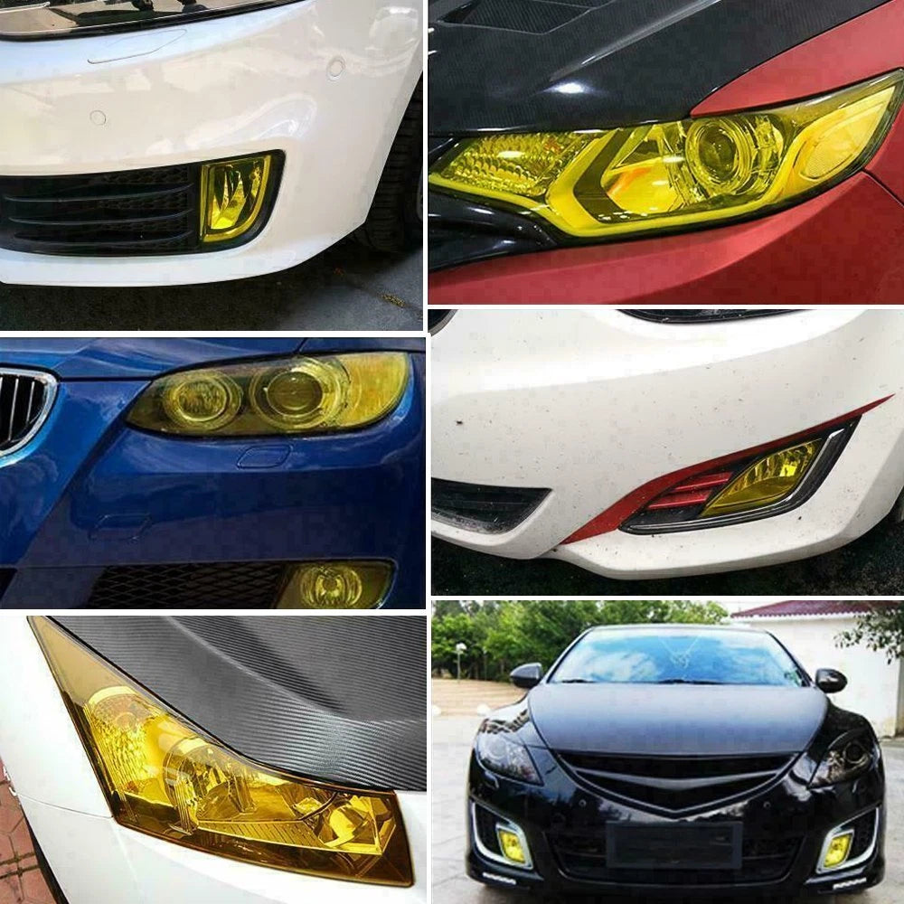 12"X 72" Gloss Golden Yellow Smoke Headlight Fog Taillight Tint Film Vinyl EOA 6B93BC-57