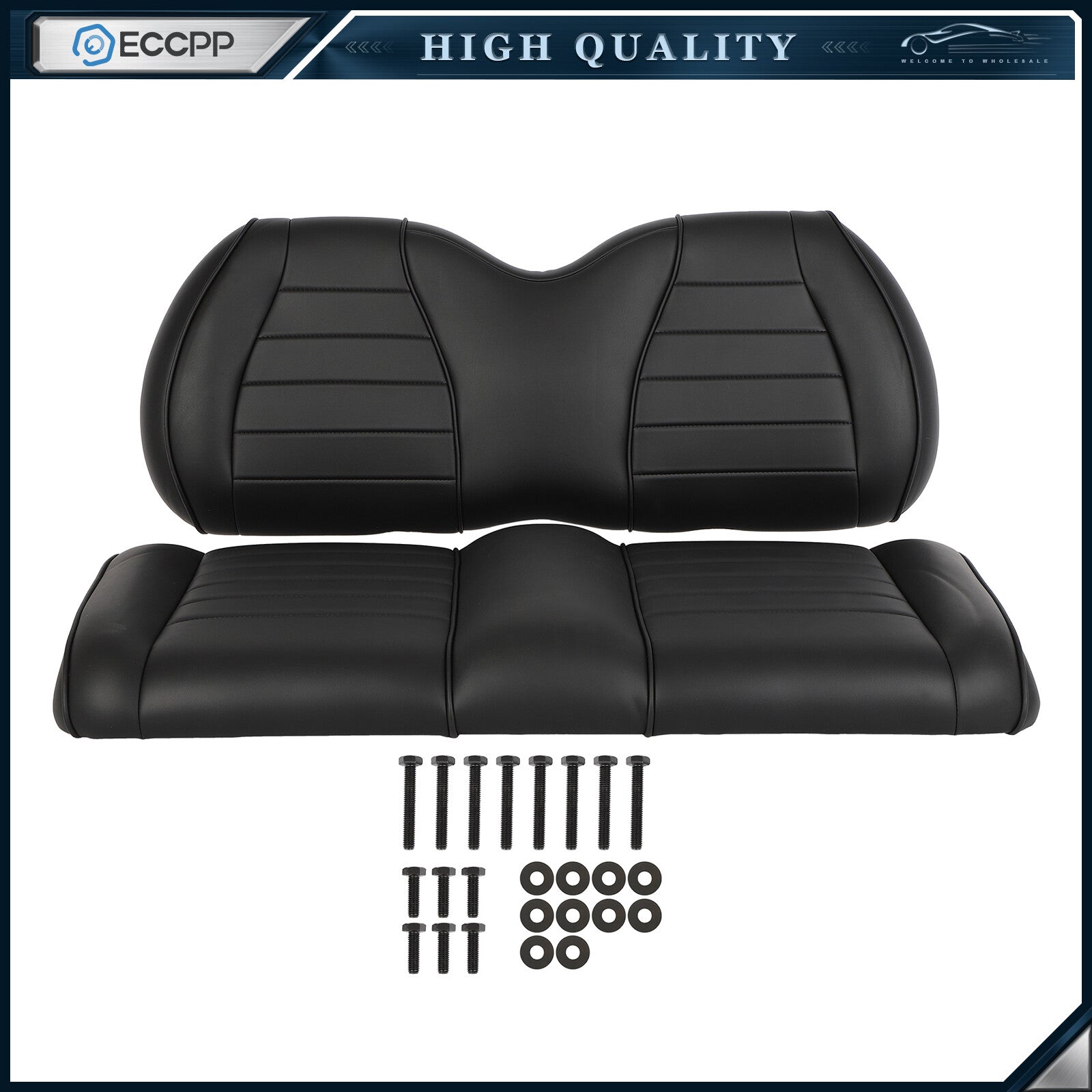 Golf Cart Front Seat Bottom & Back Cushion Set for Club Car Precedent Black 6B93BC-57