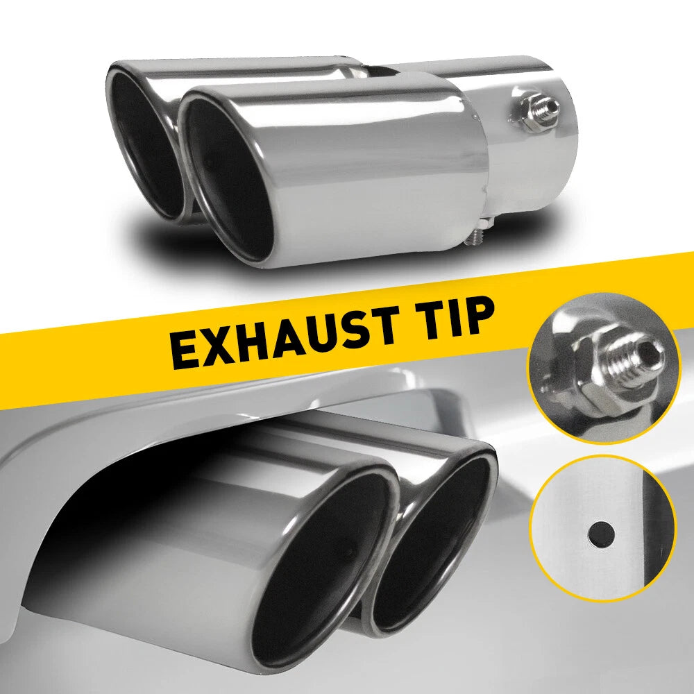 Chrome Car Stainless Steel Exhaust Dual Pipe Tail Throat Tip Muffler Accessories 6B93BC-57