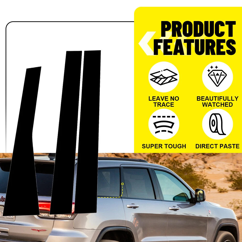 For Jeep Grand-Cherokee 2011-2021 6Pcs Door Pillar Post Side Cover Trim X 6pcs A 6B93BC-57