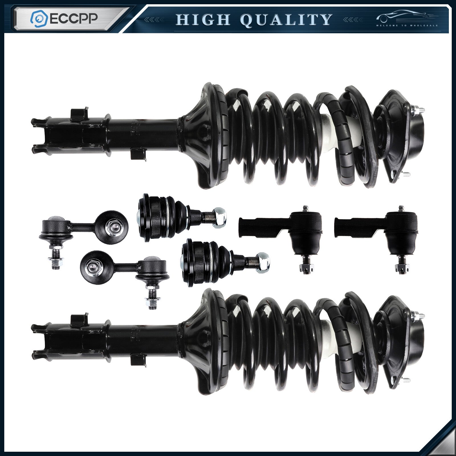 8pc Complete Front Quick Install Struts Suspension Kit for Hyundai Accent 00-05 KOEEP