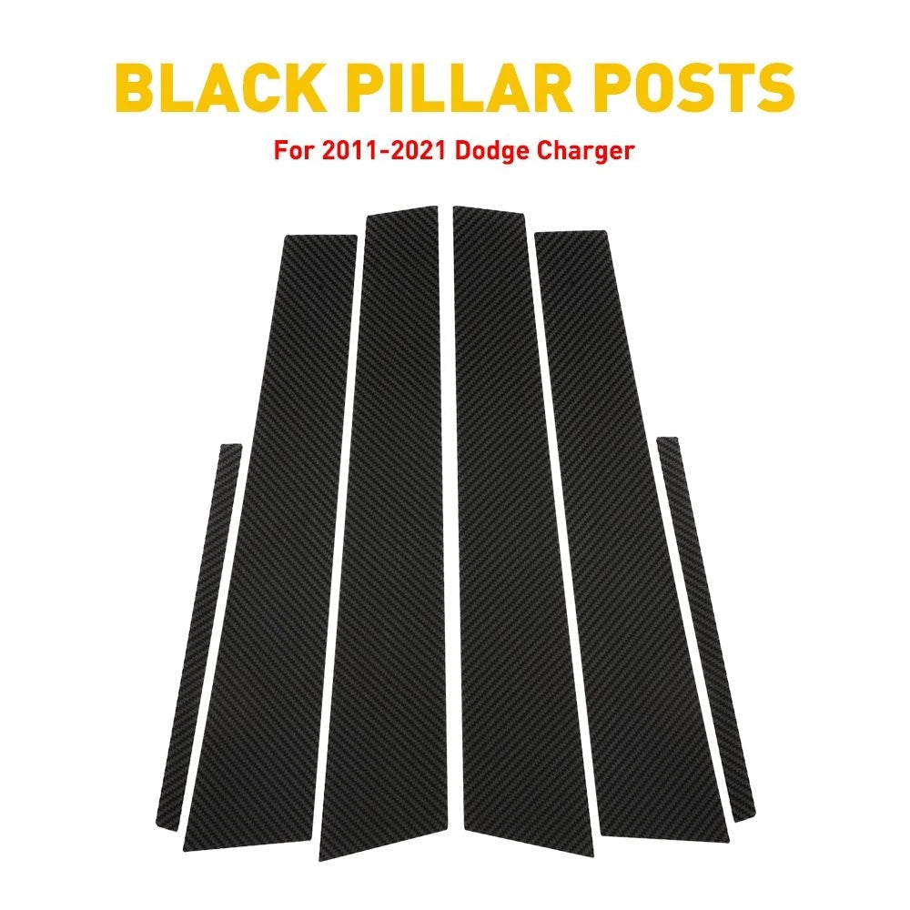 6X Black Pillar Post For 2011-2021 Dodge Charger Trim Door Cover Car Accessories 6B93BC-57