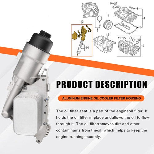 Engine Aluminum Oil Filter Housing For Mini Cooper BMW i8 X1 X2 2014-2019 6B93BC-57