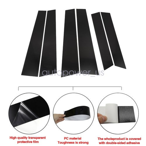 6pcs Black Window Pillar Posts Door Trim Piano Cover Set For Honda CRV 2007-2011 6B93BC-57
