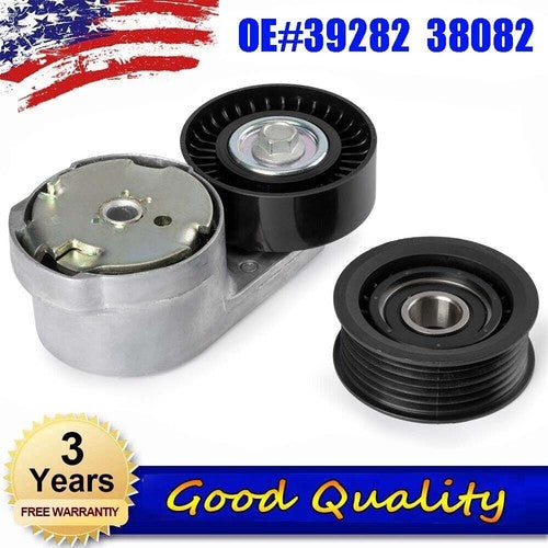 Belt Tensioner Assembly+Drive Belt Idler Pulley 39282 38082 For Chrysler Dodge 6B93BC-57