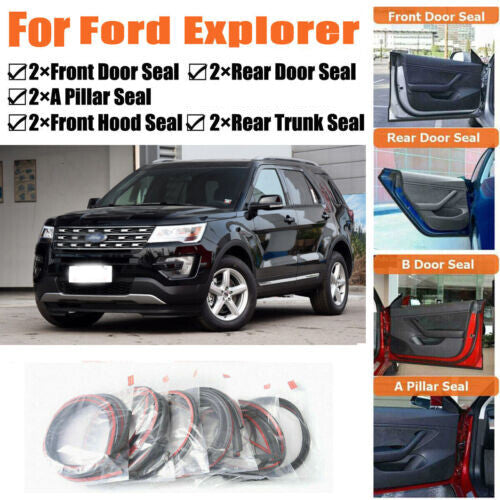 Door Rubber Seal Strips Weather Draft Wind Noise Reduction Kit For Ford Explorer