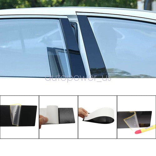 6pcs Black Window Pillar Posts Door Trim Piano Cover Set For Honda CRV 2007-2011 6B93BC-57