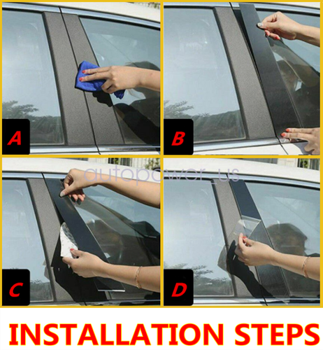 6pcs Black Window Pillar Posts Door Trim Piano Cover Set For Honda CRV 2007-2011 6B93BC-57