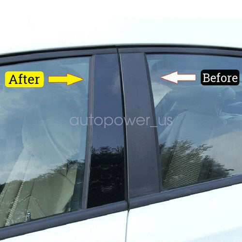 6pcs Black Window Pillar Posts Door Trim Piano Cover Set For Honda CRV 2007-2011 6B93BC-57
