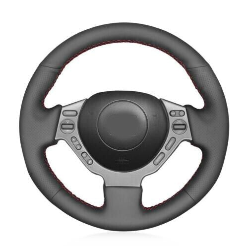 Hand-Sewing Black PU Leather Steering Wheel Covers Wrap For Nissan GTR GT-R